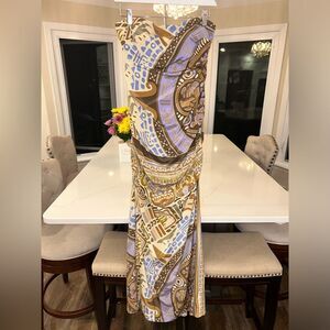 NICOLE MILLER COLLECTION Silk Tribal Patterned Strapless Dress Size 4